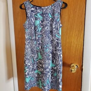 Amanda Lane blue floral dress size 4 petite